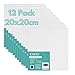 Produktbild EXERZ Malkarton 20x20cm Großpackung mit 12 Leinwänden - 0.3cm dick 280GSM Kunstleinwandtafel 100% Baumwolle/Weiß - für Acrylfarben, Ölfarben - Dreifach Grundiert/Ohne Säure/Mittelkörnig