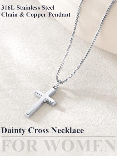 Image of U7 Cross Necklace for Women,Silver /14K Gold Plated Cross Necklace with 18-20 inch Box Chain,Tiny /Medium /Large Cross Pendant Necklace Religious Necklaces Christian Jewelry Gift for Her