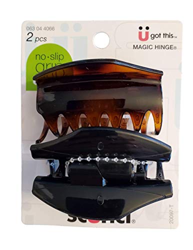 Scunci No Slip Grip Covered Hinge Claw Hair Clips - 2 Pcs.