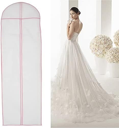 2Pack Wedding Dress Bags , 180cm/70.8inch Non-woven Bridal Dress Cover Storage Bag with Zips Long Full length Breathable Garment Bags Covers for Long Dress Dance Costumes Suits Coat , Pack of 2