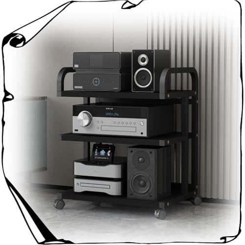 Gabinete para componentes de audio y video con estante de almacenamiento negro