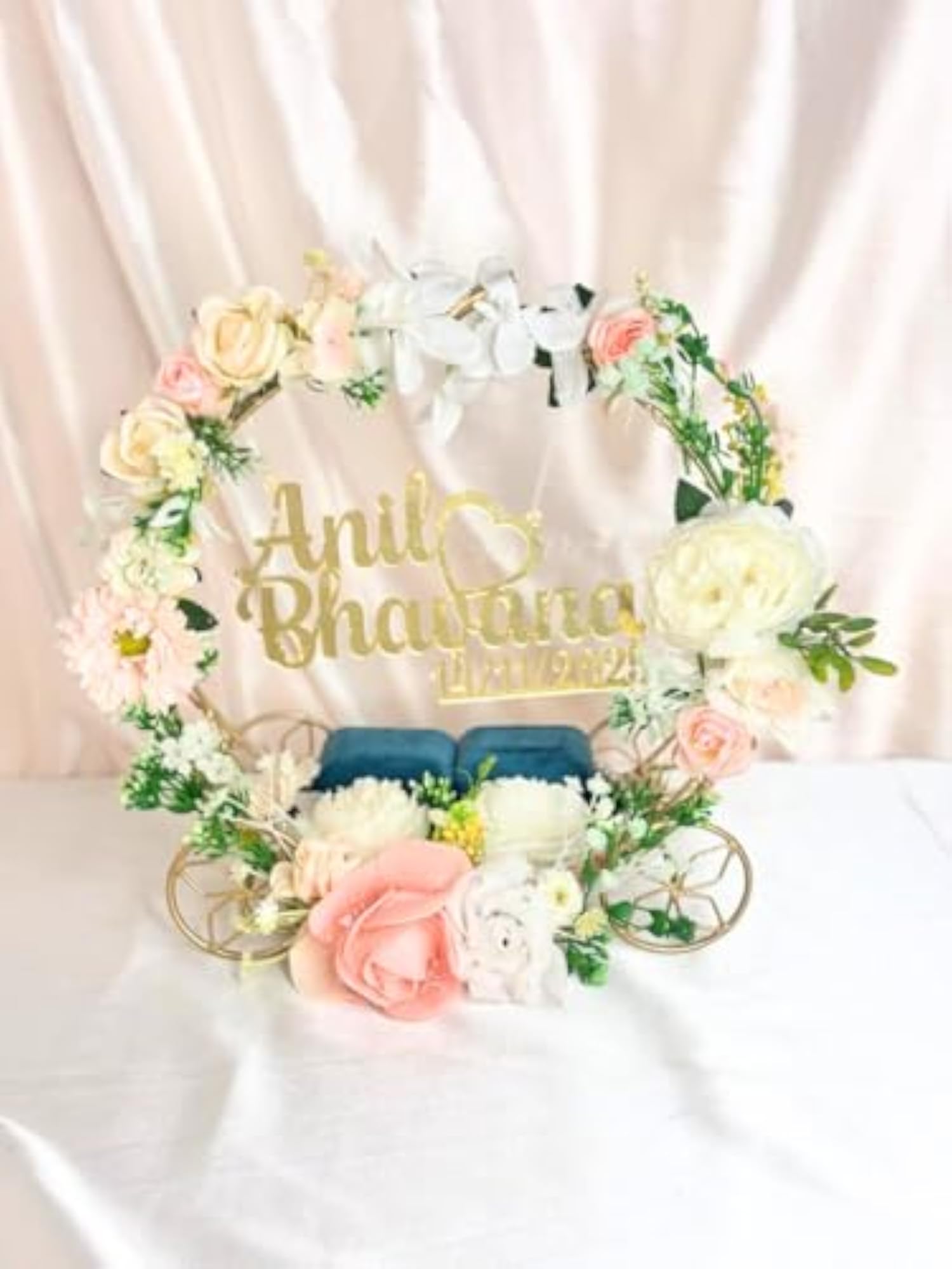 Personalized Floral Chariot Ring Platter
