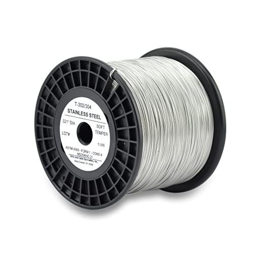 Image of WCS .021 Stainless Steel Safety Lock Wire, T302 /304, NASM20995C MS20995C, ASTM A580 Condition A, AMS569, Mechanics Wire for Aircraft, Automotive, & Industrial Use, 5lb Dispenser Can, Approx 4200 ft