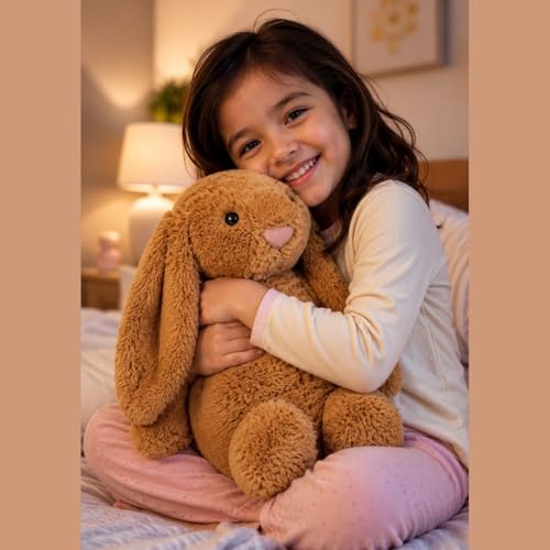 Image of Brown Bunny 35cm Ultra Soft Plush Stuffed Toy Cute Hugging Pillow Gift for Kids Boys Girls