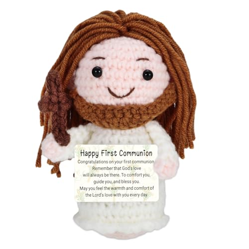 First Communion Gifts Crochet Jesus Crochet Doll with First Communion Card