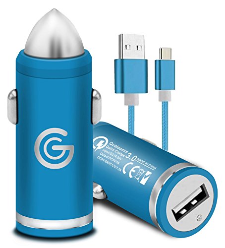 Gadget - Cargador de Coche Gigante de Carga rápida 3.0 Tipo C/USB-C para OnePlus 6T (Carga rápida rápida) [QC 3.0] [con Cable de Datos Duradero]