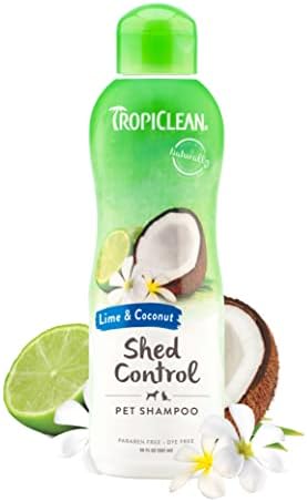 TropiClean Lime & Coconut Deshedding Dog Shampoo for Shedding Control | Natural Pet Shampoo Derived from Natural Ingredients | Cat Friendly | Made in the USA | 20 oz.
