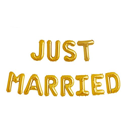 ballonfritz® Ballon gonflable avec inscription « Just Married » - En or - Taille XXL - Idéal...