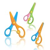 2Pcs Plastic Paper Safety Scissors, Soft-Grip Blunt Tip Craft Scissors with Anti-Pinch Guard, Motor Skills Development Tool for Home & Classroom DIY Activities