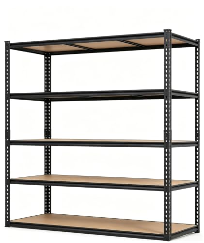LALFPET Heavy Duty 5-Tier Adjustable Metal Shelving Unit - Carbon Steel Freestanding Storage Rack - 2500 lbs Capacity - Organizer for Garage, Kitchen, Pantry, Basement, Warehouse - Black Matte - Image 3