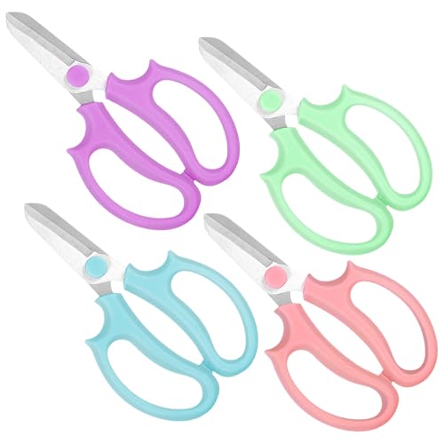 HOTUT Garden Shears Pruner Secateurs 4 Pcs Stainless Steel Pruning Scissors Florist Bonsai Cutters Hand Pruner Snip Trimming Tool for Fresh Flowers Stems Florist Scissors