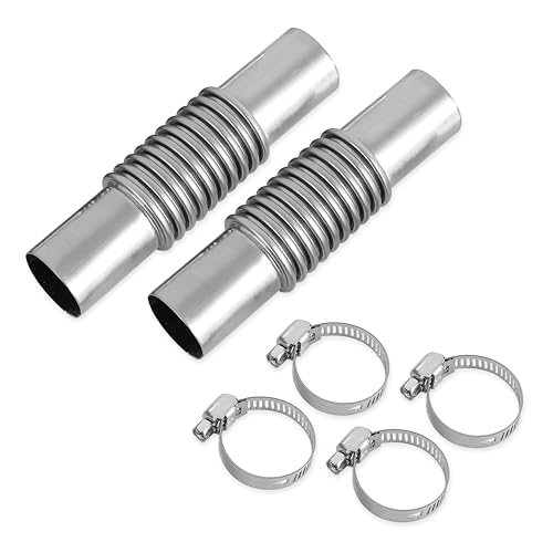 2pcs Stainless Steel 25mm Parking Air Heater Exhaust Pipe Tube Straight Connector Diesel Heater Exhaust Pipe with 4 Clamps for Clamp Compatible with Webasto Eberspacher Diesel Air Heater