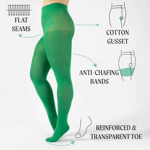 Image of CALZITALY Plus Sizes Anti-Chafing Opaque Tights | 60 DEN | L - 4XL | Black | Italian Hosiery