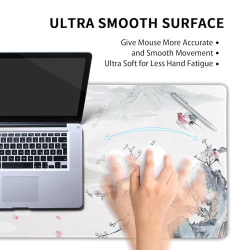 Image of Cherry Blossom Sakura Gaming Mouse Pad 31.5x11.8inch with Stitched Edges Extended Waterproof Desk Pads Non-Slip Rubber Base Large Keyboard Mat Computer Gaming Mousepad for Work /Office /Home (Ten)