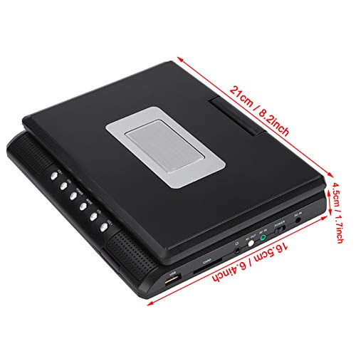 Lettore Dvd Portatile con Alimentatore di Bordo, Schermo orientabile da 7", Slot per schede SD e Porta USB, Radio FM, Supporto Memoria Break-Point per Viaggi su Strada(Spina UE)