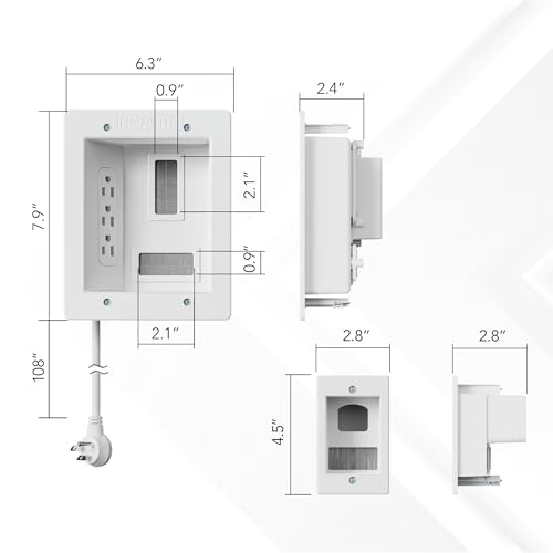 Mount-It! In-Wall TV Cable Management Kit with Power – Triple Outlet, Male Wall Plug and 5ft External & 9ft Behind the Wall Cords, Hand Saw – Easy, Safe Cable Management for TV and Home Theater Setups by Mount-It! - Image 7