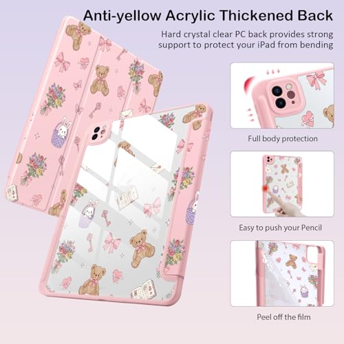 Funda protectora de iPad Pro 13 rosa contra arañazos con función auto sleep 4