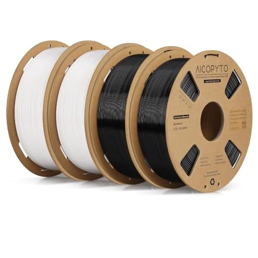 AICOPYTO PETG Filament 1.75mm Bundle 4KG, High Speed 30-600mm/s 3D Printer Filament Rapid PETG Dimensional Accuracy +/- 0.02mm, 1kg Cardboard Spool(2.2lbs) Fits for Most FFF 3D Printers, Black+White