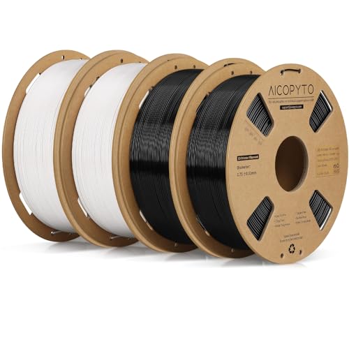 Image of PETG Filament 1.75mm Bundle 4KG, High Speed 30-600mm /s 3D Printer Filament Rapid PETG Dimensional Accuracy + /- 0.02mm, 1kg Cardboard Spool(2.2lbs) Fits for Most FFF 3D Printers, Black+White