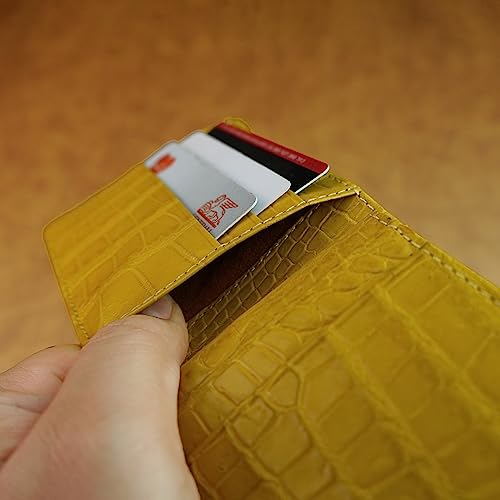 Image of HATA Men Leather Bifold Wallet RFID Blocking Front Pocket Exotic Billfold Handmade Gift For Birthday Wedding Anniversary Father's Day