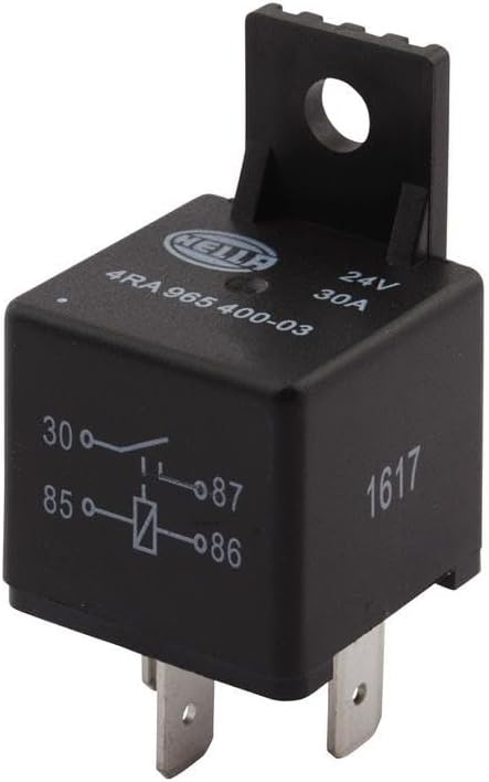 HELLA 4RA 965 400-031 Relay, main current - 24V - 4-pin connector - Normally Open Contact - with holder
