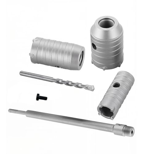 Image of Serplex Concrete Hole Saw Set Carbide Core Drill Bit Kit for Brick, Cement, Stone, Wall Drilling - Hole Cutter Set with 30mm, 40mm, 50mm Bits, 220mm SDS Plus Shank and Center Drill
