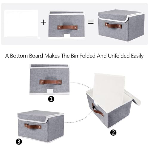 Image of Non Woven Multipurpose Foldable and Collapsible Storage Box Wardrobe Closet Organizer Stackable Basket /Bins with Lid & Front Handle for Clothes, Toys, Books (Grey, Set of 1)