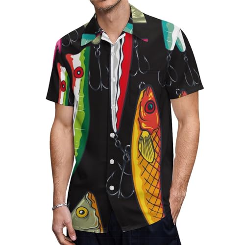 T-shirt leurres de pêche pour homme - Haut d'été décontracté à manches courtes