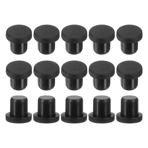 Image of uxcell 15Pcs Silicone Hole Plug, Waterproof Solid T-Shaped Rubber Stoppers Bottle Seal Tube Pipe Plugs End Cap for 5.8mm /0.23 inch Hole for Bathtub Bottle, 0.31 inch Plug Height, Black