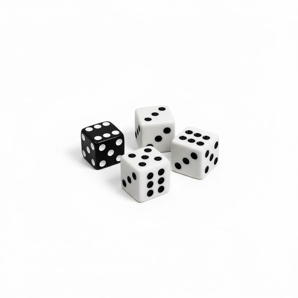 9 mm Backgammon Würfel (klein) – Mini Würfel Set aus Acryl – Klein & Leicht – Kompakte Spielwürfel – Schwarz oder Weiß (Weiß, 4X)