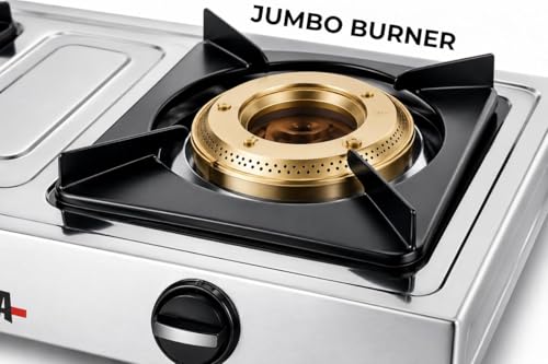 Image of 2 burner stainless steel gas stove, jumbo burner, ISI certified, 2 years warrenty