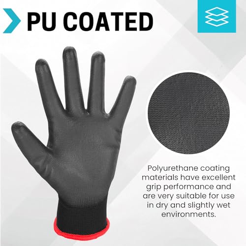 image for FURWEY URWEY Safety Work Gloves-24 Pairs,PU Coated Safety Gloves with 