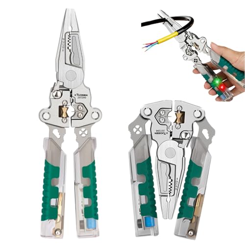 XEERUN Electrical Pliers, 18 in 1 Foldable Wire Stripper, Built-in Voltage Teste