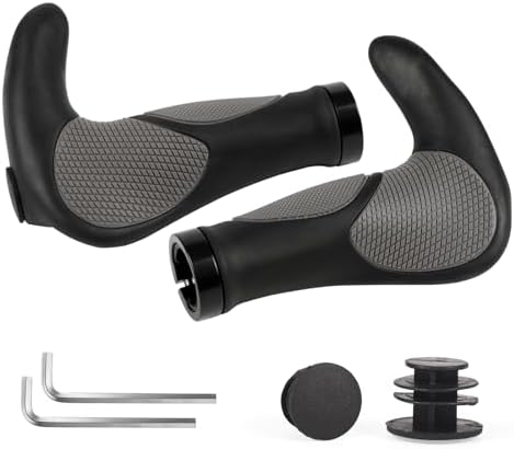 ROGTYO Fahrradgriffe, Fahrradlenker MTB Griffe Ergonomisch mit Zwei Seiten Lock-On Design Horn Lenkergriffe, 22 mm Fahrrad Griffe Rutschfestem für Trekkingrad E-Bike Cityrad Rennra