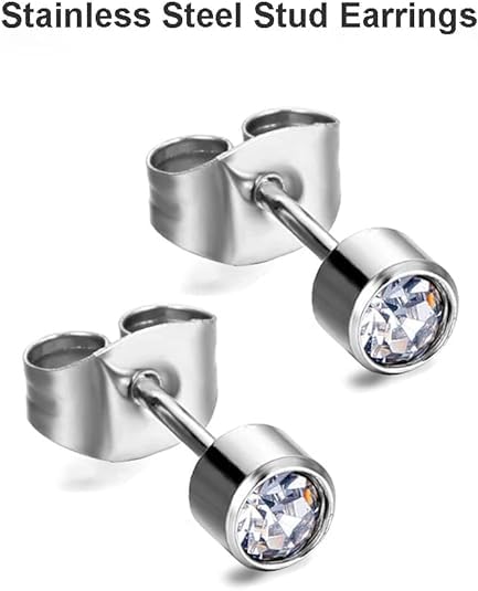 20 Pairs 4MM for Various Ear Piercing Guns, Ears Pierced, Earrings Studs, Surgical Stainless Steel Cubic Zirconia Studs Earrings, Nose Piercing2