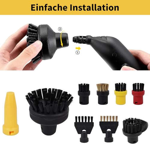 Soiftra 10 Stück Dampfreiniger Zubehör für Kärcher SC1 SC2 SC3 SC4 SC5 CTK10 CTK20,Handdüse Ersatzteile Set,inkl Verlängerte Düse, Gebogene Düse, Rundbürste, Fugen Düse, Siegel