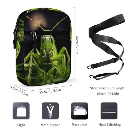 Personalized Small Crossbody Bag Water Resistant Messenger Bags Mini Grasshopper on Grass Printing SlingBag For Men Women2
