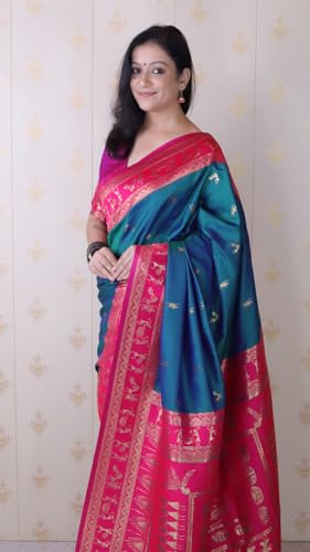 Image of SGF11 Women's Kanjivaram Pure Soft Silk Saree With Unstitched Blouse Piece