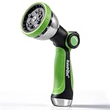 RAINPOINT Spray Nozzles for Garden Hose - 10 Spray Patterns Garden Hose Nozzle with Adjustable Flow Control for Watering Plants, Washing Cars,Washing Pets, Thumb Control (Green)