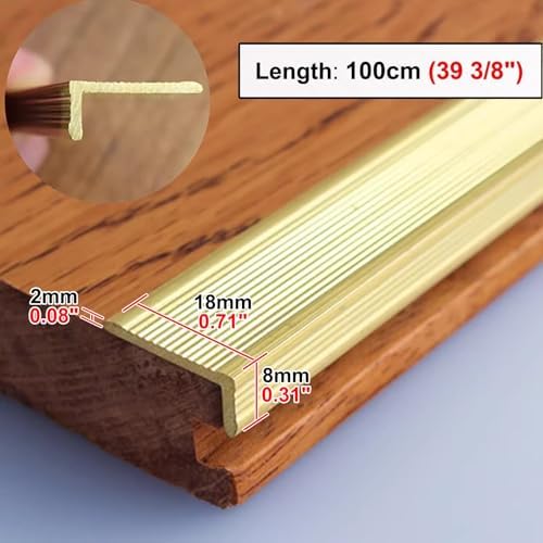 Brass Non-Slip Stair Edge Protector Trim for Wood Flooring Transition, 34x30mm, Durable Indoor & Outdoor Safety Nosing for Enhanced Stability and Protection