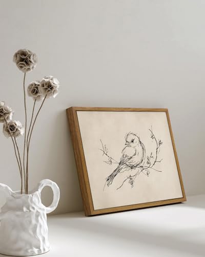 Image of KISSFOX Framed Wall Art Vintage Wall Decor Bird Pictures Rustic Animal Canvas Art Retro Paintings Farmhouse Artwork For Bedroom Living Room Kitchen