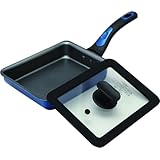 谷口金属 お弁当作りに最適な 玉子焼き 卵焼き フライパン 蓋付きセット IH ガス火対応 13×18cm 深型 金属ヘラ対応 中身が見える ガラス蓋 餃子 目玉焼き こびりつきにくい ちょい深 ブルー