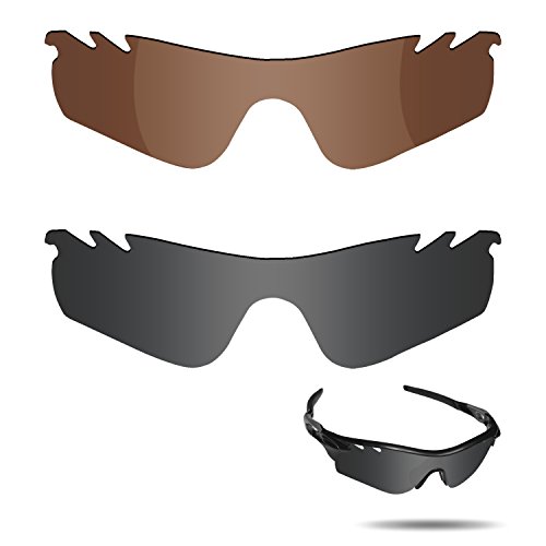 Fiskr Polarized Lenses Replacement for Oakley RadarLock Path Vented(OO9181) Sunglasses with Impact Resistance, UV Rays Protection and Multifunctional Protection (Stealth Black & Bronze Brown)