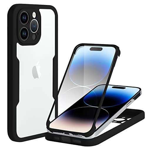 Yoedge Custodia per OPPO A53 2020/A32/A53s 4G Cover 6,5', 360 Gradi Full Body Cover con Protezione Integrata dello Schermo, Trasparente Silicone TPU Anteriore e PC Indietro Custodia, Nero