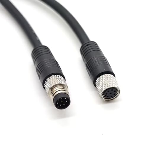 FOWIUNYE M8 8Pins Male to Female Connector Cable, Straight Molded 10M AWG24 PVC 60V 2A AC/DC Industrial Sensor Cable