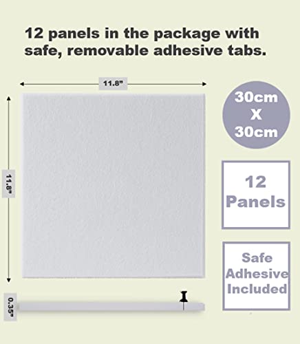 DECORITA Felt Wall Tiles | Large Cork Board Alternative | Aesthetic Felt Bulletin Board for Office, Home & Classroom | Large Cork Boards for Walls Pinboard (12-Pack) | Gray White
