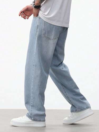 Image of URBAN POCKETS Jeans for Men | Denim Jeans | Relaxed Fit | Baggy Style | Wide Leg | Streetwear | Casual Wear | Everyday Comfort (U-20-21)