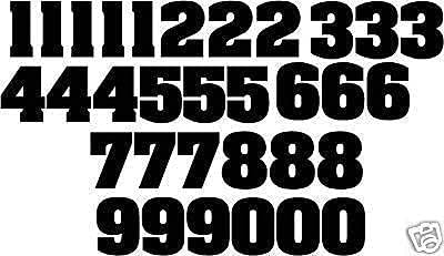 Set Of 32 Race Numbers 10cm Vinyl Bike Decal Stickers - Black