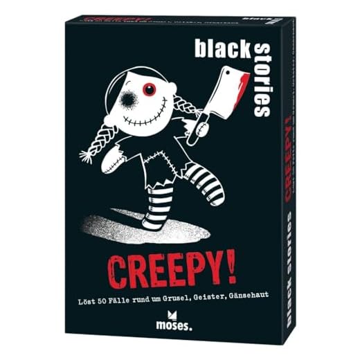Moses. Black Stories Creepy! - 50 Rätsel mit Fällen rund um Grusel, Geister, Gänsehaut, Krimi Kartenspiel mit Spielvariante und Punktechips, Rätselspiel für Jugendliche und Erwachsene