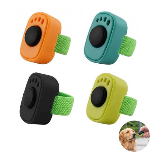 JOVYTH Lot De 4 Clickers De Dressage Pour Chien, Accessoire Pratique Pour Éducation Canine, Clicker À Anneau Pour Doigt, Dressage Chiens Chats Chevaux, Accessoire Pour Chien